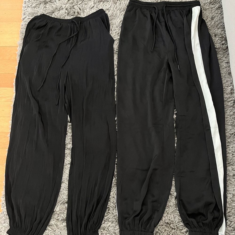 2 x Lightweight Satin Jogger Pants, Zara & Solaris Style, XS/S